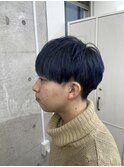 ダブルカラー/ネイビーブルー/マッシュショート