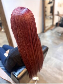 スリー(three) ピンクカラー　ブリーチ　チェリーピンク