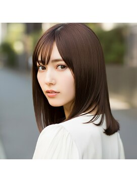 イイネ(iine) 大人可愛いショコラブラウンレイヤーカット透け感バング20代30代