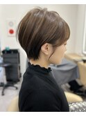 大人可愛い20代30代40代黒髪前下がりショートボブ丸みショート◎