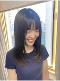 大人かわいい/レイヤーロング/グレーベージュ/前髪パーマ/我孫子
