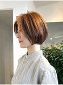 前髪長めの丸みショートボブ白金台目黒