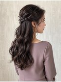 韓国お呼ばれヘア上品艶髪ねじりハーフアップ後れ毛セット船橋