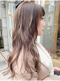 ココアベージュ＿毛先パーマことりベージュ【北間】