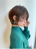 大人可愛い20代30代40代黒髪前下がりショートボブ丸みショート◎