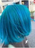 小顔大人可愛い外ハネボブライトブルースカイブルー