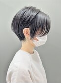 大人ショート×小顔カット×ブルーブラック