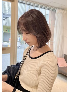ネオリーブアイム 横浜西口店(Neolive aim) ココアベージュ韓国ボブ顔周りレイヤー【横浜】