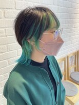 デイジー インデックスヘア 大島店(DAISY index hair) インナーカラー エメラルドグリーン ターコイズ ウルフレイヤー