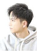 短髪アップバング爽やかツーブロック刈り上げメンズカット