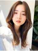 髪質改善カラーくびれロングレイヤーカット小顔アッシュ