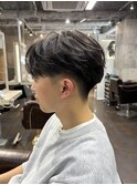 センターパートフェザーパーマ