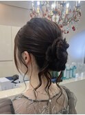ルーズお団子ヘア|メッシーバン|結婚式|お呼ばれ|推し活