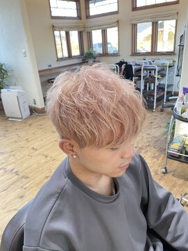 ラ クープ Lacoupe men'sマッシュ ハイトーン ペールピンクベージュカラー