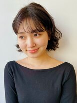 デジタルパーマ ブルーブラック イメチェン 伸ばしかけヘア