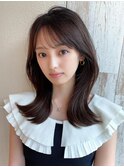 シャギーレイヤー韓国ワンホンヘアシースルーぱっつん前髪