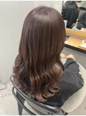 ゆるふわ波巻きウェーブ　ピンクブラウン
