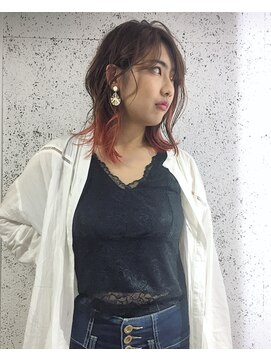 ノア ヘアデザイン 町田店(noa Hair Design) ミディアムレイヤー×ピンクグラデーション