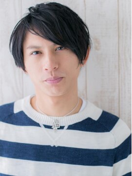 グルーミングサロン バーバー キャッスル 北浦和西口(Grooming salon Barber Castle) 流しバングの七三分けネイビーブラックラフフェザーV北浦和