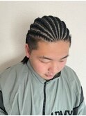 MEN'S半頭コーンロウストレート8本/ツーブロック/ダークアッシュ