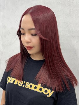 キラ 原宿(KILLA) ブリーチありダブルカラー×チェリーレッド×LAトリートメント