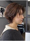丸みショート・ボブ/丸顔/前髪なし/絶壁解消/20代/30代/長め