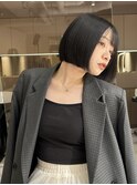 赤みなしカラー/ダークグレージュ/透明感/ボブ/恵比寿サロン
