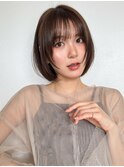 イメチェン ピンクベージュ 前髪 大人ショート 似合わせカット
