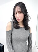 ★くびレイヤーエモージュ黒髪グレーベージュレイヤーロング