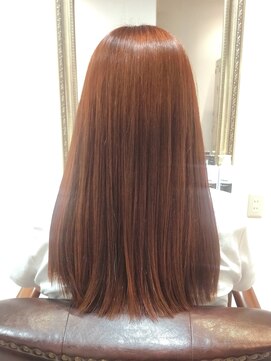 ヘアー グリーン(hair green) 30代40代50代/ミディアムストレート/オレンジレッド