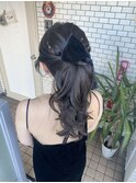 参列ヘア　ポニーテール　編み下ろし