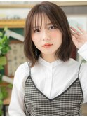 グレーベージュシースルーバング韓国風ロブh4北浦和20代30代40代