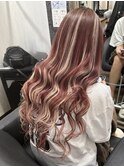 ピンクホワイトメッシュギャル