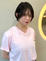 ユニバイリサ 天神大名店(uni by risa)&nbsp;ボブ 顔周りカット シースルーバンク 艶髪 ショートボブ 20代