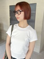 ヘアー アイス ルーチェ(HAIR ICI LUCE)&nbsp;ブリーチなしダブルカラーで作るオレンジミニボブ/落合