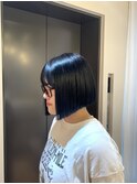 大宮/髪質改善/切りっぱなしボブ/ブルーブラック