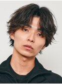 渋谷フェザーパーマメンズヘアフェザーショートセンターパート