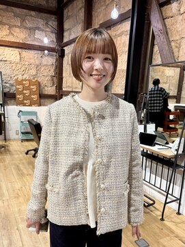 ショートボブハイライトレイヤーカットヘアセット髪質改善天文館