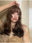 ロングヘアレイヤーカットブラウンベージュ