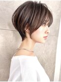 クールショート/ショートパーマ/ボブルフ/ピンクベージュ/柴