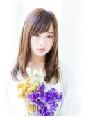 小顔バングストレート/ガーリーロング