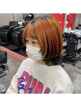 インク 渋谷(INK.) オレンジ逆インナーカラー