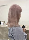 ピンクベージュ/ハイトーンカラー韓国くびれヘアツヤ髪スタイル
