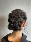 編み込みアップスタイル ヘアアレンジ 結婚式/二次会/成人式