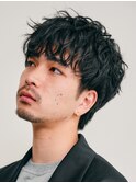 心斎橋シャドウパーマメンズマッシュウルフカット波巻きパーマ