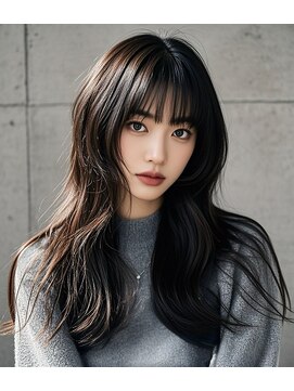 シースルーマッシュウルフカットアンブレラカラーショートボブ