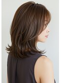 30代40代外ハネミディアムレイヤー髪質改善酸性ストレート