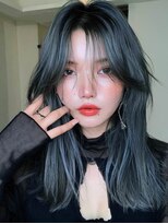 ロッソ 大橋店(Rosso) ブルーブラックの外流しセミロング【大橋】