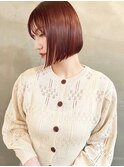 切りっぱなしボブ/オレンジカラー 自由が丘LACO