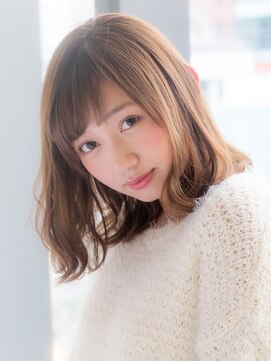プログレス 小平小川店(PROGRESS) ミディアム/斜めバング/シルキーベージュ/前髪パーマ/20代30代